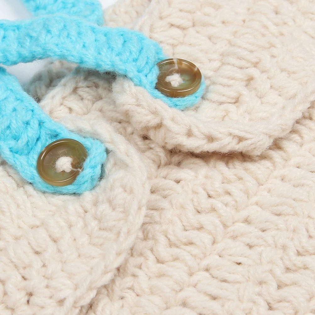 

Cartoon Style Baby Handmade Crochet Hat Costume Set Newborn Photography Props Eco-Friendly Wool Bowknot Underpants Included