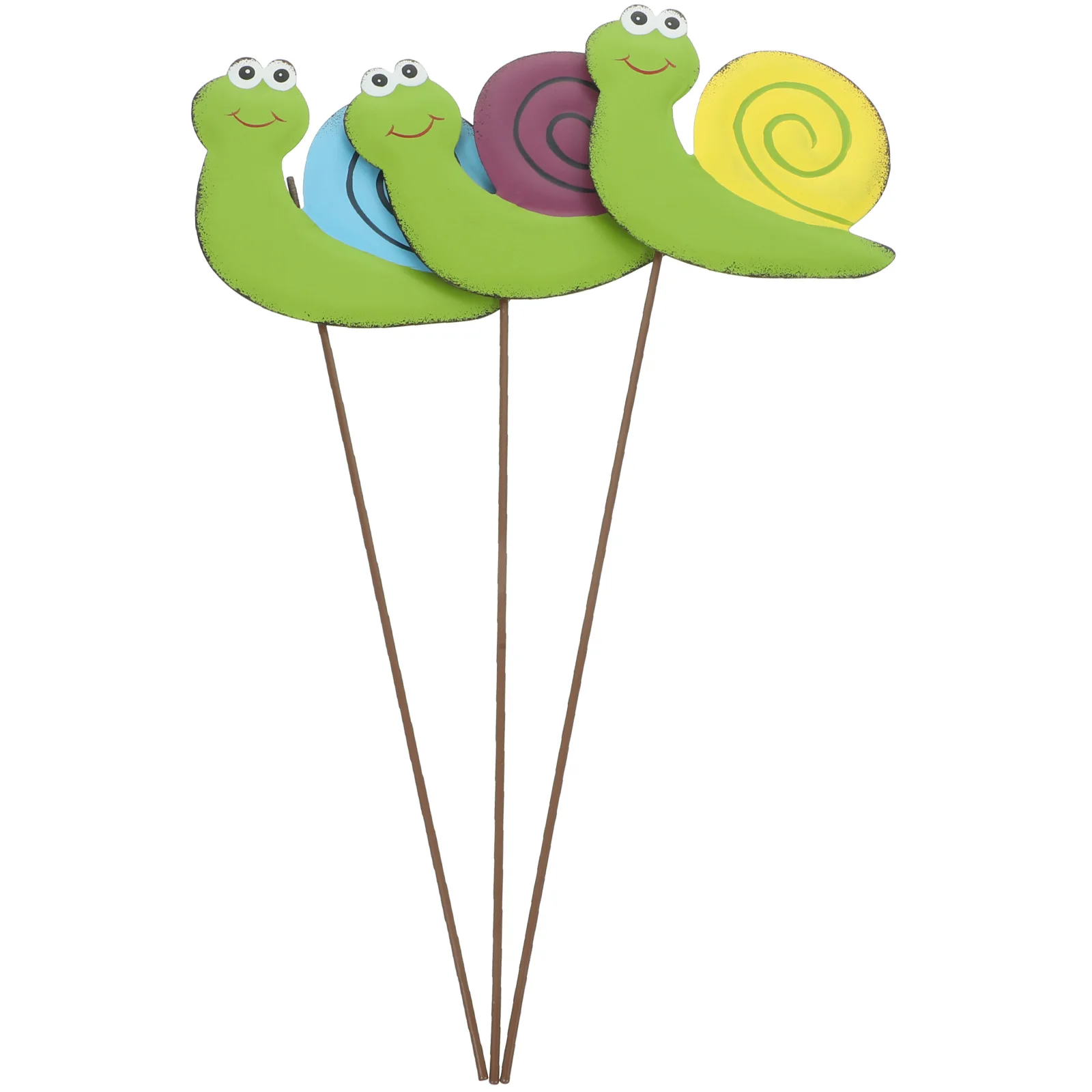 

3pcs Snail Garden Decorative Flower Stake Set Yellow Yard Snails Purple Blue Outdoor Yard Lawn Planter naments