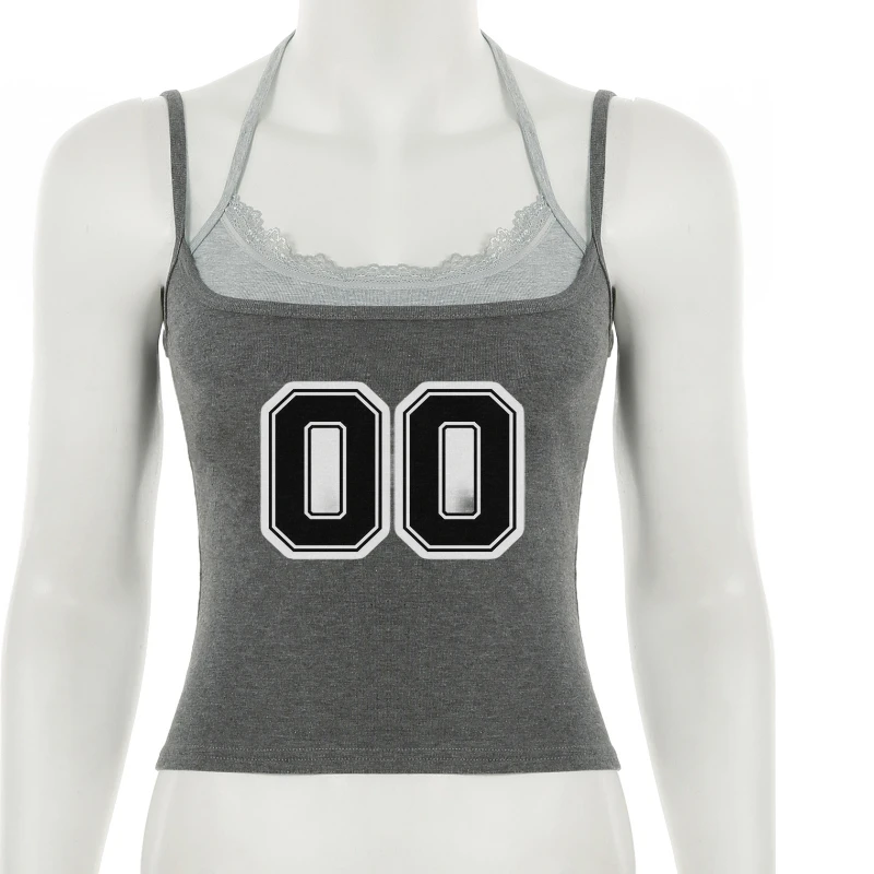 

Fashion Comparison: Digital Printed Tank Top, Off Shoulder, Grey, Y2K Fake, Two Piece, Umbilical, Harajuku, Korean Style