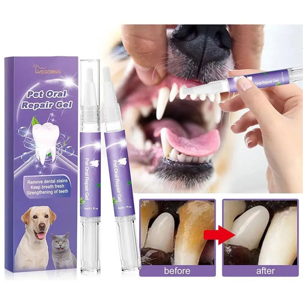 Pet Teeth Cleaning Pen Dog Cat Tartar Plaque Remover Freshen Breath Clean Tooth Stains Deodorant Repair Gum Pet Oral Care Gel