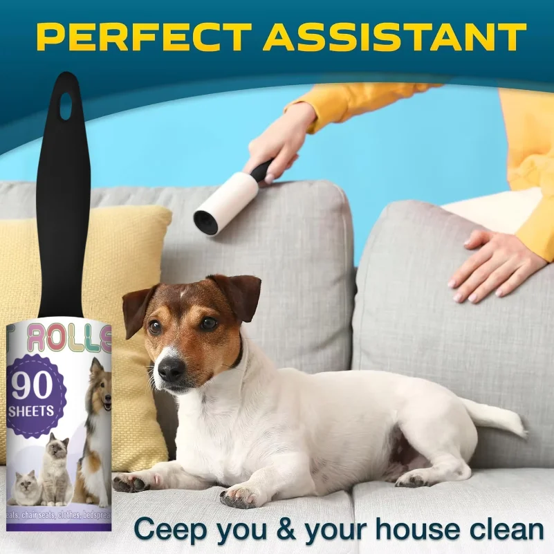 Lint Roller for Pet Hair Extra Sticky, Pet Hair Remover for Couch, Bed, Clothes, Carpet, Furniture, Fuzz. Dog and Cat Hair Remov