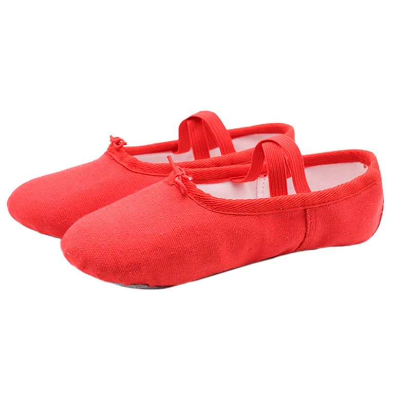 Bailarinas para niñas y mujeres, zapatos planos de lona, zapatos de baile, zapatos de Ballet de suela suave, zapatos de baile de práctica para niños, Negro, Rojo, rosa y blanco