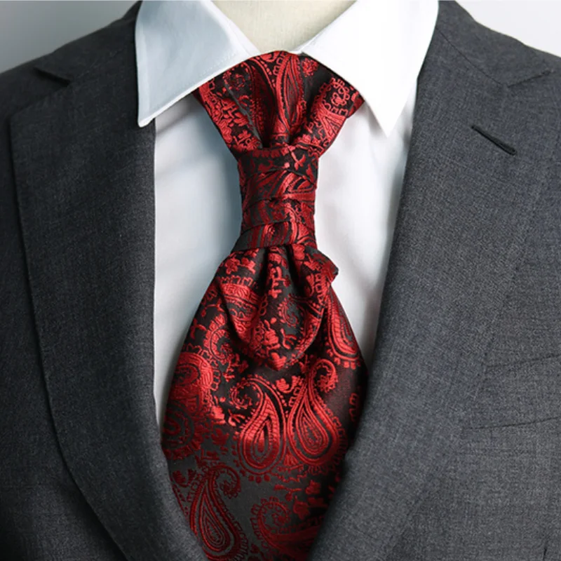 Uomo Tie Wedding Groom Dinner Meeting Suit Gentleman Dress British Style borgogna imitazione seta Hong Kong Knot