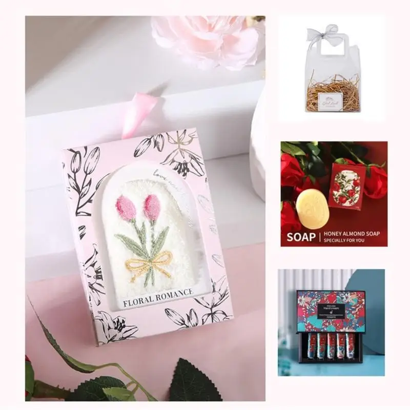 31BB Elegant Flower Embroidered Wedding Towel Souvenir Soft Absorbent Fabric Perfect for Bridal Shower Favor