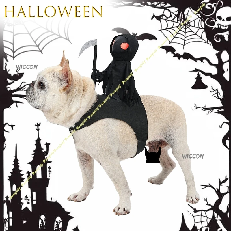 

Костюм собаки ADark Harvest Knight, аниме, косплей, наряд для езды на Хэллоуин, одежда, скелеты, костюмы для собак для средних и больших собак ﻿