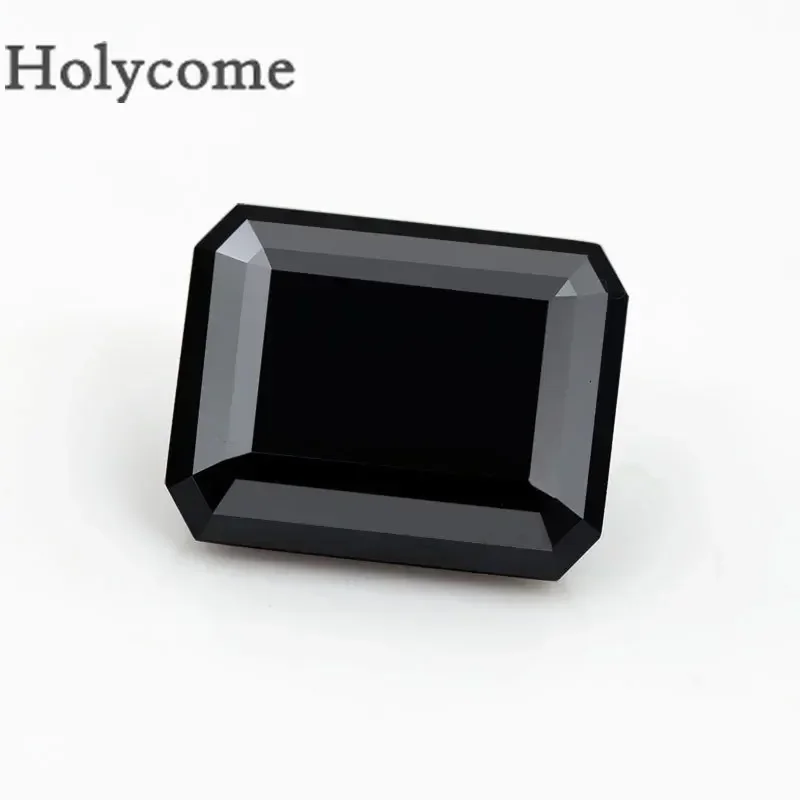 Holycome Moissanite Black Emerald Cut 3x5-8x10mm GRA Certificate Pass Moissanite Diamond Tester Positive Gems for Jewelry Making