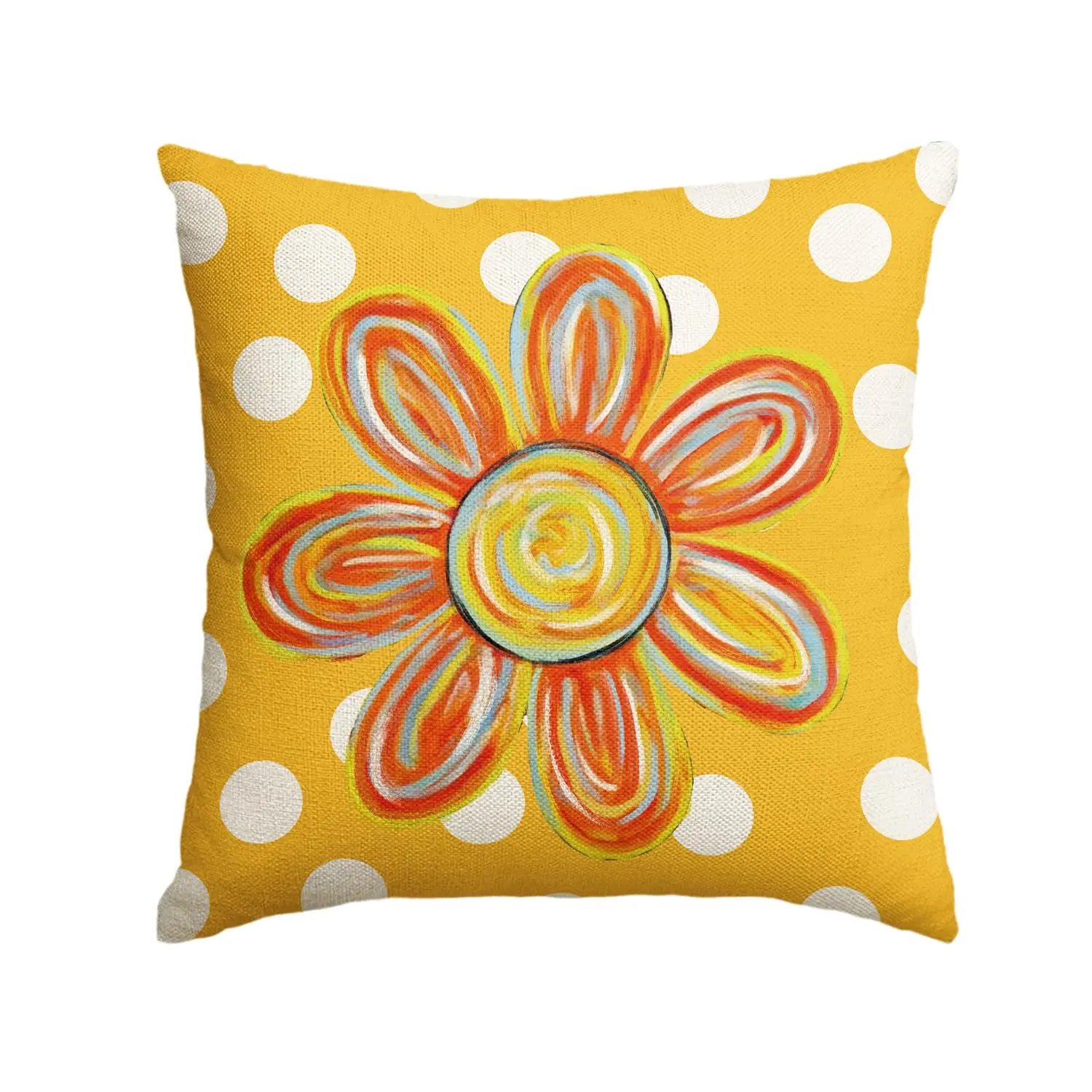 

Summer Floral Throw Pillow Cover, Holiday Polka Dots Cushion Case Decoration for Sofa Couch Seasonal Home Decor Set of 2