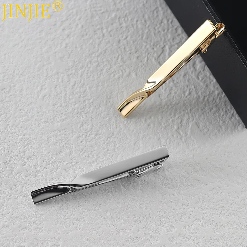 1pc Men's Gold and Silver Metal Business Tie Clip Minimalist Tie Clips And Cufflinks To Man Shirt Gift