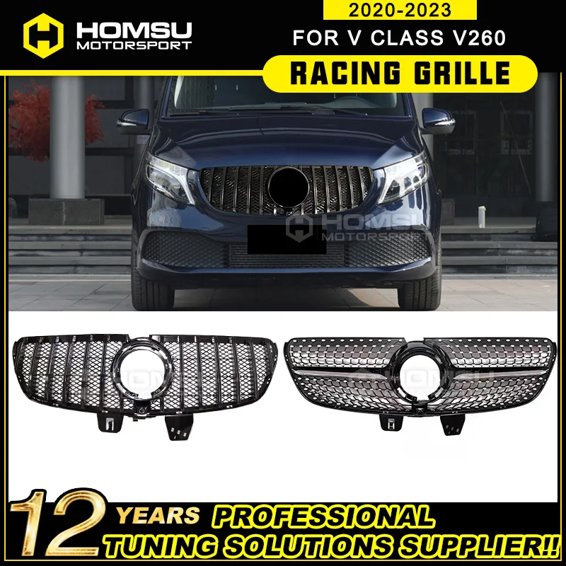 2020-2023y For V220 V250 V260 Diamond Grille For bens V class W447 V260 Front bumper Racing Mesh Grill Without Center Emblem