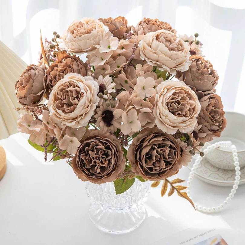 1/3 pçs flores artificiais de seda peônia persa jardim ao ar livre festival casamento buquês de noiva casa vaso mesa diy presentes caixa decoração