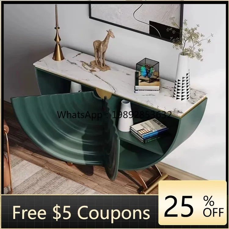

1LYY Light Luxury Style Living Room Entryway Cabinet High-end Rock Slab Storage Console Hallway Decor