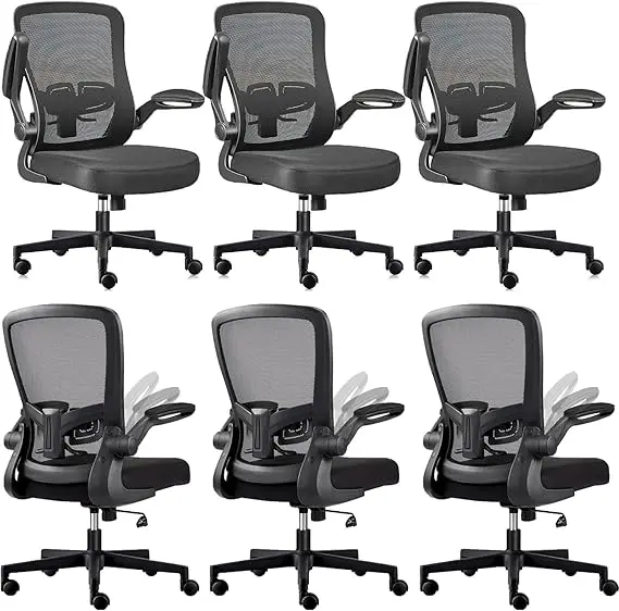 Desk Chairs with Wheels, Ergonomic Mesh Office Chair Adjustable Height and Swivel Lumbar Support Home Office Chair with Flip