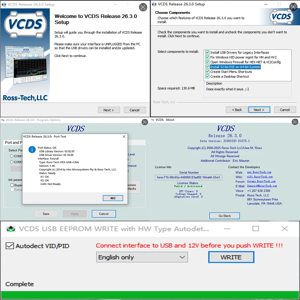 2026 HEX-V 2 VCDS VAG COM 25.3 VAGC0M 25.3.1 VCD HE X V2 USB Interface FOR VW AUDI Skoda Seat Unlimited VINs For 1996-2017