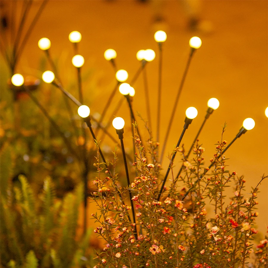 Solar-powered outdoor waterproof firefly light for garden and courtyard ambiance decoration, creative lawn ground stake light