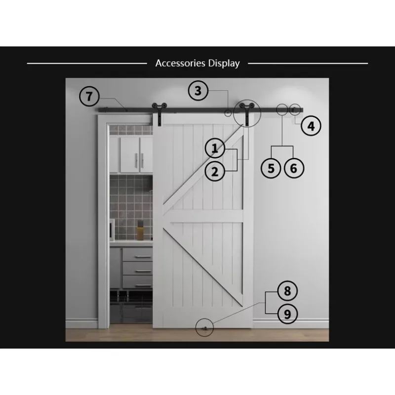 Modern Single Panel Sliding Barn Door with Installation Hardware Kits New Arrival Y-Shape Design Steel Brass Material view 3