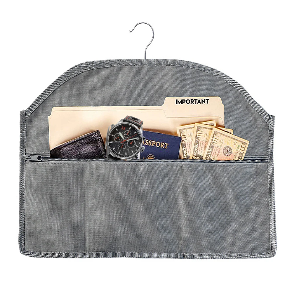 Hanger Diversion Safe Fireproof Document Bag Hidden Pocket Safe Money Cash Stash Secret Safe Fits Under Hanging Clothes