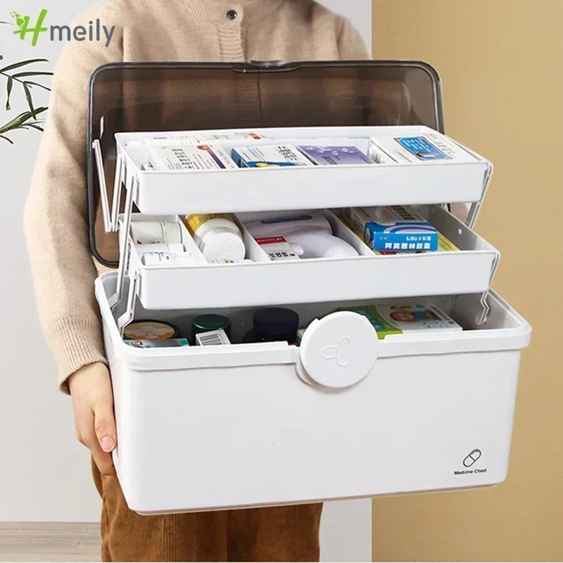 

3 Layers Large Capacity Family Medicine Organizer Storage Box Portable First Aid Kit Container Emergency Pharmacy Pill Box