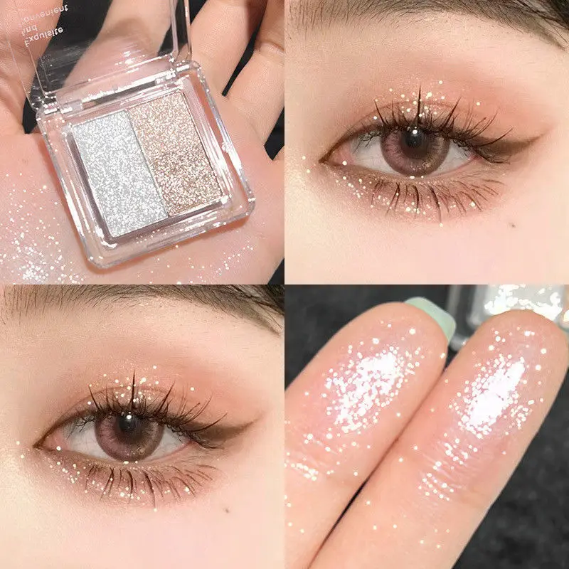 Ice Grape Eyeshadow Set Glitter Pearl Shimmer Pink Purple Brightening Fair Skin Portable for Student Ins Style