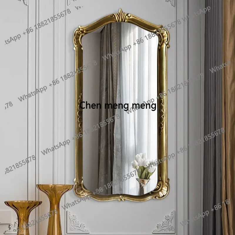European retro carved bust mirror, living room entrance, bedroom wall-mounted vanity mirror