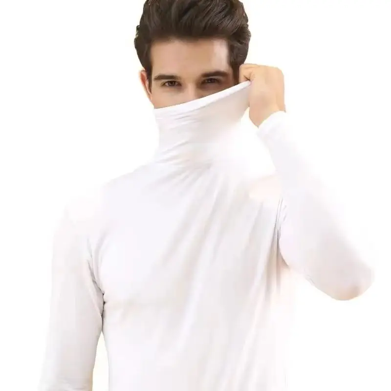 Men's thermal underwear in turtleneck lapel autumn thin Modal autumn and winter long-sleeved base shirt single slim-fit top