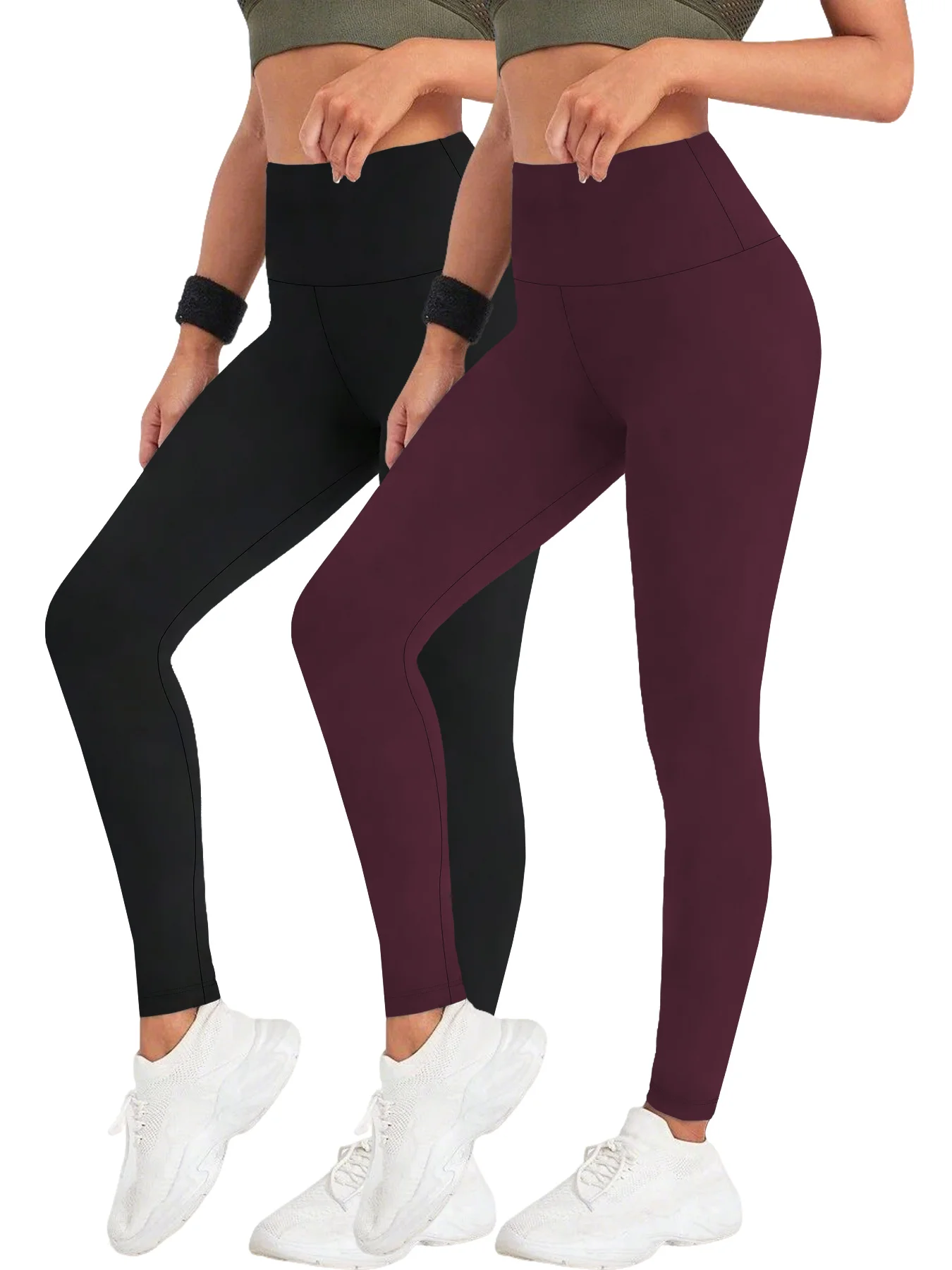 

2 Pack Women's Super Soft Leggings High Waisted Tummy Control No See Through Workout Yoga Running Athletic Push Up Gym Leggings