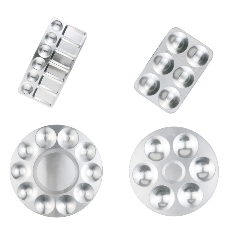 Paint Mixing 6 Well 10 Well 12 Well Paint Tray Round Sqaure Metal for Artist Watercolor Oil Painting Dropship