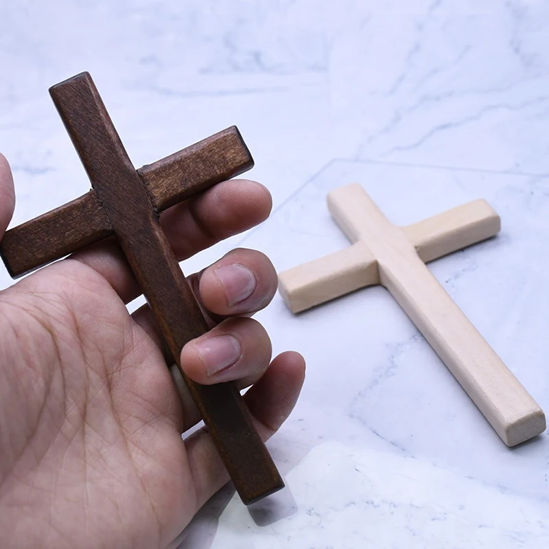 1Pc Three Colors Christian Wooden Cross 12cm (4.7in) Wall Hanging Large Long Crucifix For Easter Mother's Day