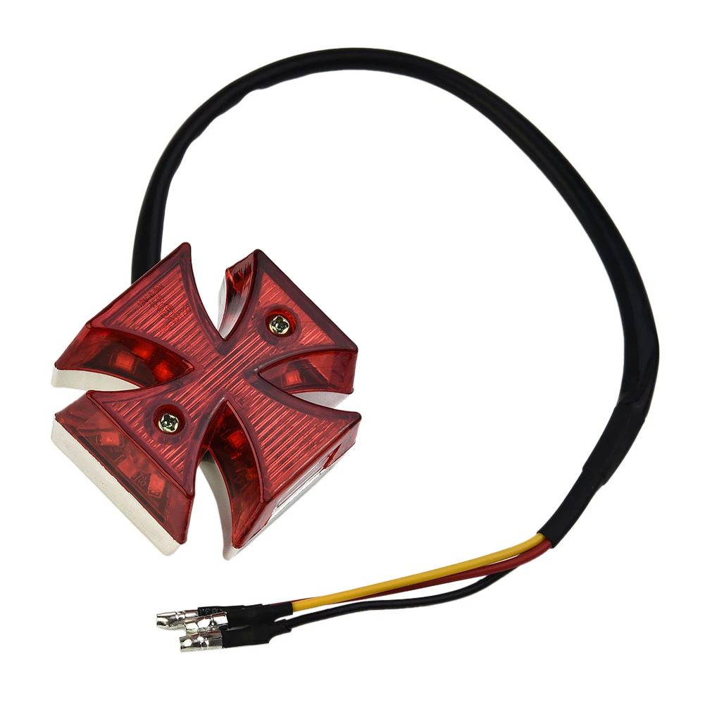 For Cross LED Motorcycle Tail Light 12V Red Brake Stop Lamp Motorbike Rear License Plate Signal Lamp For Choppers