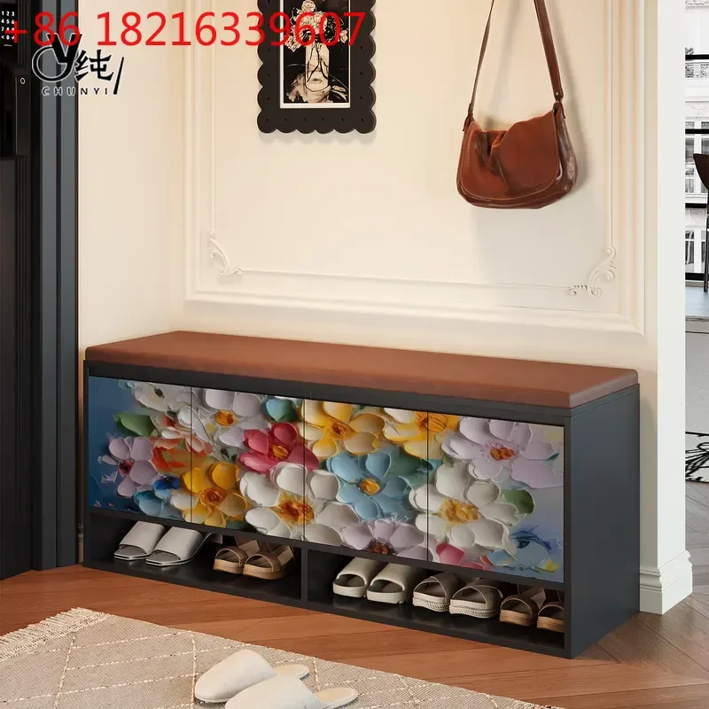 YAOSolid Wood Shoe Changing Stool with Storage Entrance Bench Seat Integrated Shoe Cabinet for Home Doorway Hallway Entryway