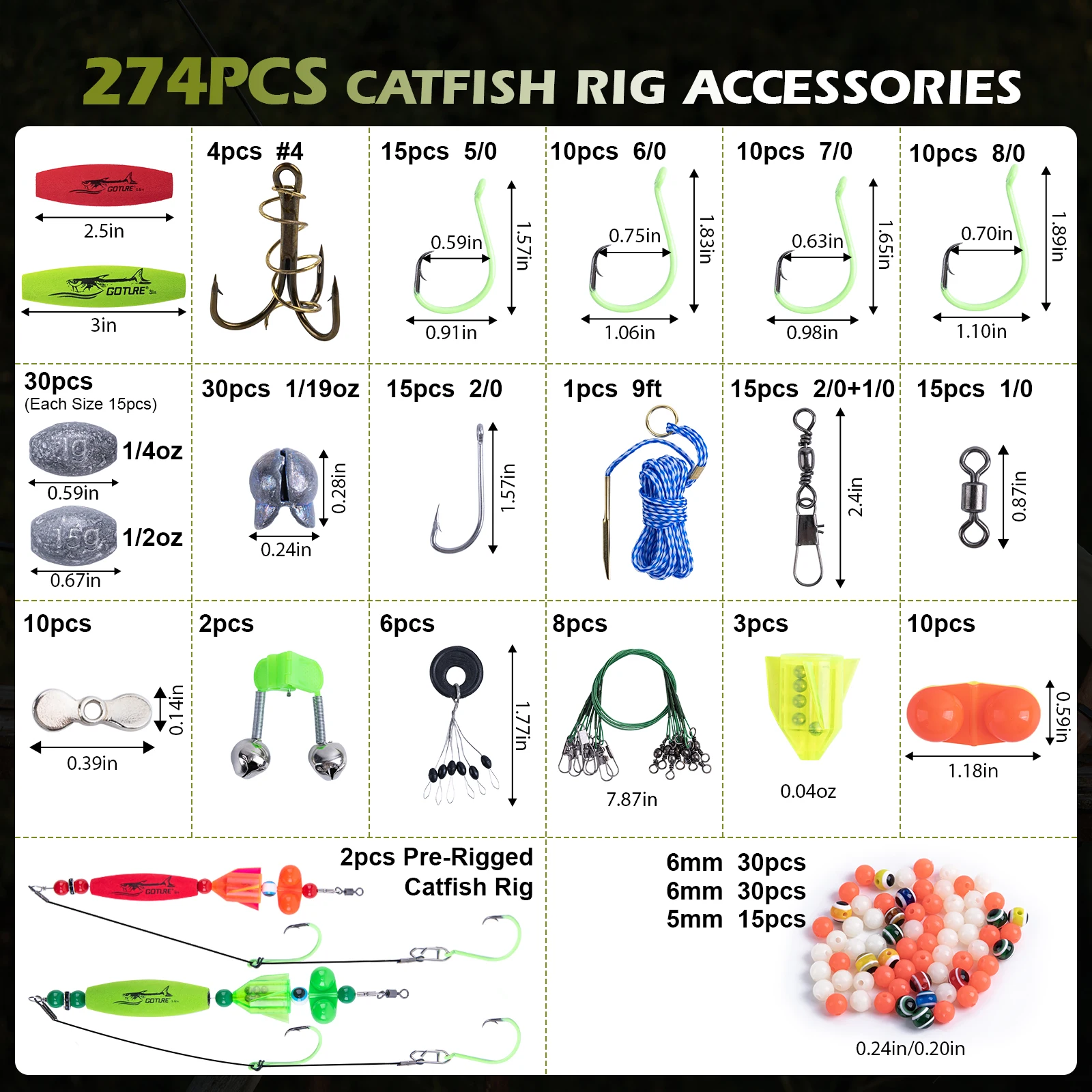 Goture Kit de señuelos para lucioperca y trucha, aparejos listos - imagen 2