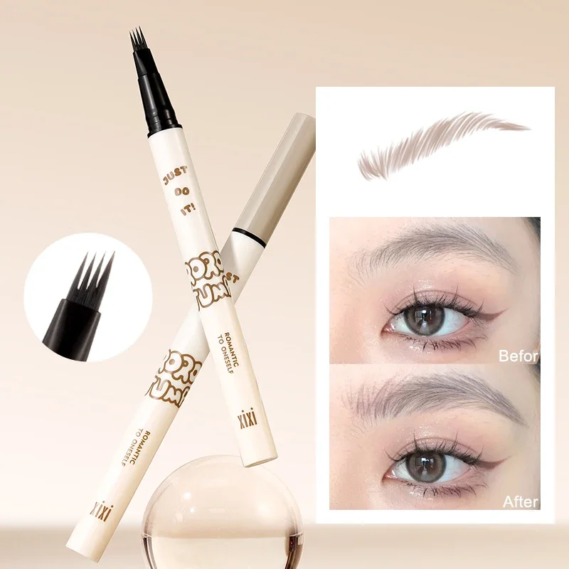 Four Claw Water Eyebrow Pen Natural Smooth Clear Roots 4 Point Head Liquid Eye Brow Liner Pencil Waterproof Eye Makeup Cosmetic