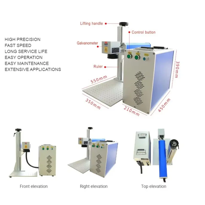 Portable Metal Engraving Machine 20W 30W 50W Mopa Gold Smart Color Fiber Marking Machine for Business