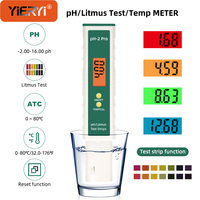 Yieryi Digital PH Meter with LCD Litmus Test -2-16pH 0.01 High Precision Pen Water Tester Temp Meter Water Purity Meter