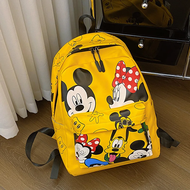 Disney Mickey PU Leather Backpack New Cute Cartoon Laptop Bag Minnie Mouse Large Capacity School Bag for Women Fashion Tote Bag