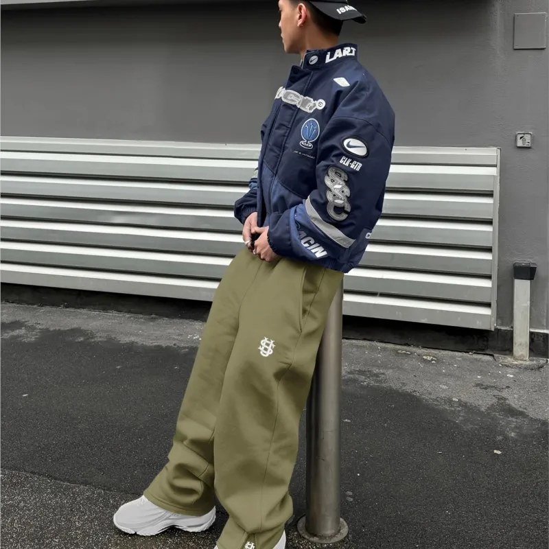 التطريز الرجال السراويل 2025 الخريف الشتاء الهيب هوب عادية تسلق ركض Sweatpants موضة جديدة Hombre واسعة الساق بنطلون للجنسين #5