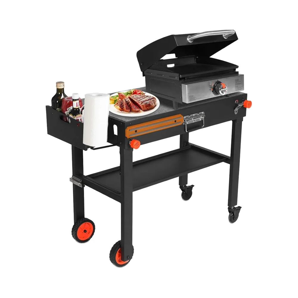 

Portable Folding Grill Cart With 17" 22" Stand Fit For Outdoor Camping