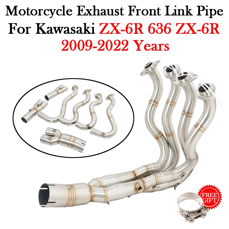 Slip-On Modify Muffler Front Link Pipe For KAWASAKI ZX-6R ZX6R ZX 6R 636 2009 - 2021 2022 Motorcycle Exhaust Escape Moto System