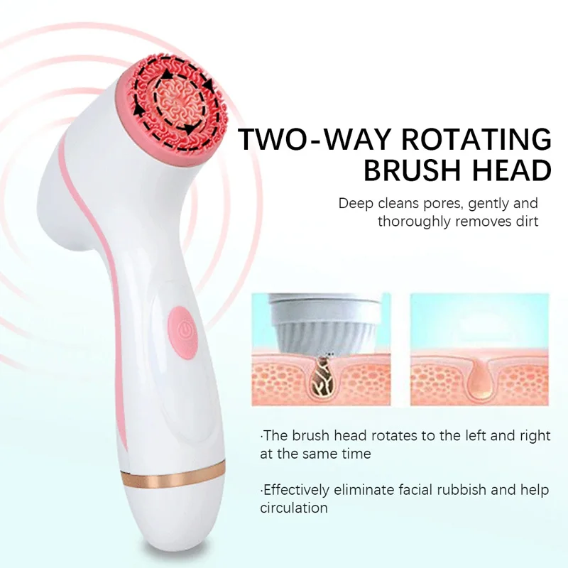 Portable wireless waterproof exfoliating cleansing brush Multi-function electric rotary silicone cleansing brush