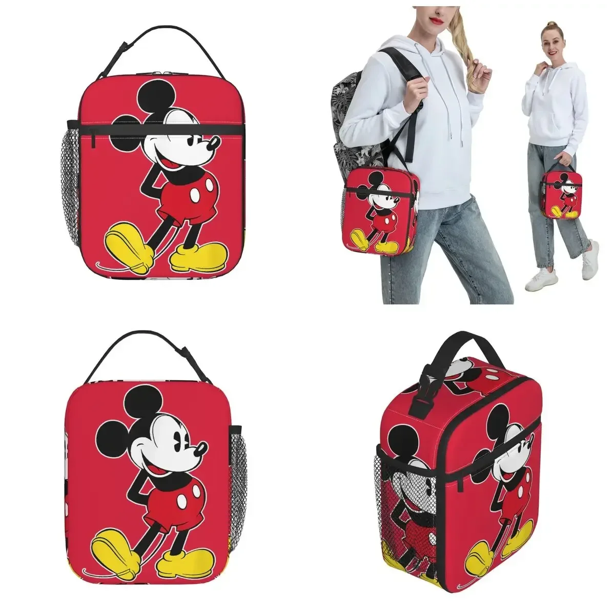 Mickey mouse clássico pose isolado almoço saco térmico recipiente de refeição alta capacidade tote lancheira saco de comida faculdade piquenique