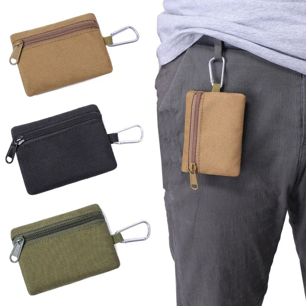 

with Carabiner Durable Outdoor Belt Bag Tool Bag Wallet Portable Waist Bag Zipper Pouch Coin Purse Fanny Pack