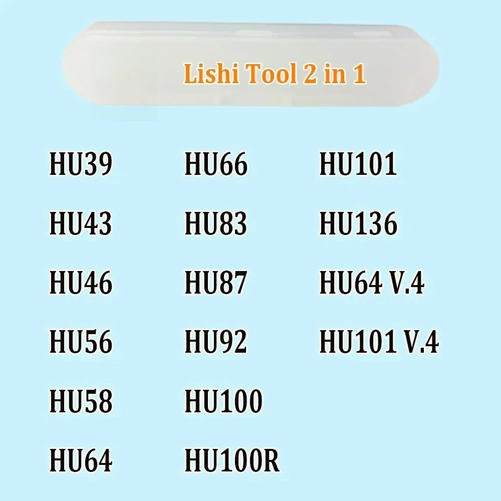Lishi 2 in 1 Tool HU39 HU43 HU46 HU49 HU56 HU58 HU64 HU66 HU83 HU87 HU92 HU100 HU100R HU101 HU136 HU64 V.4 HU101 V.4 for Car Key