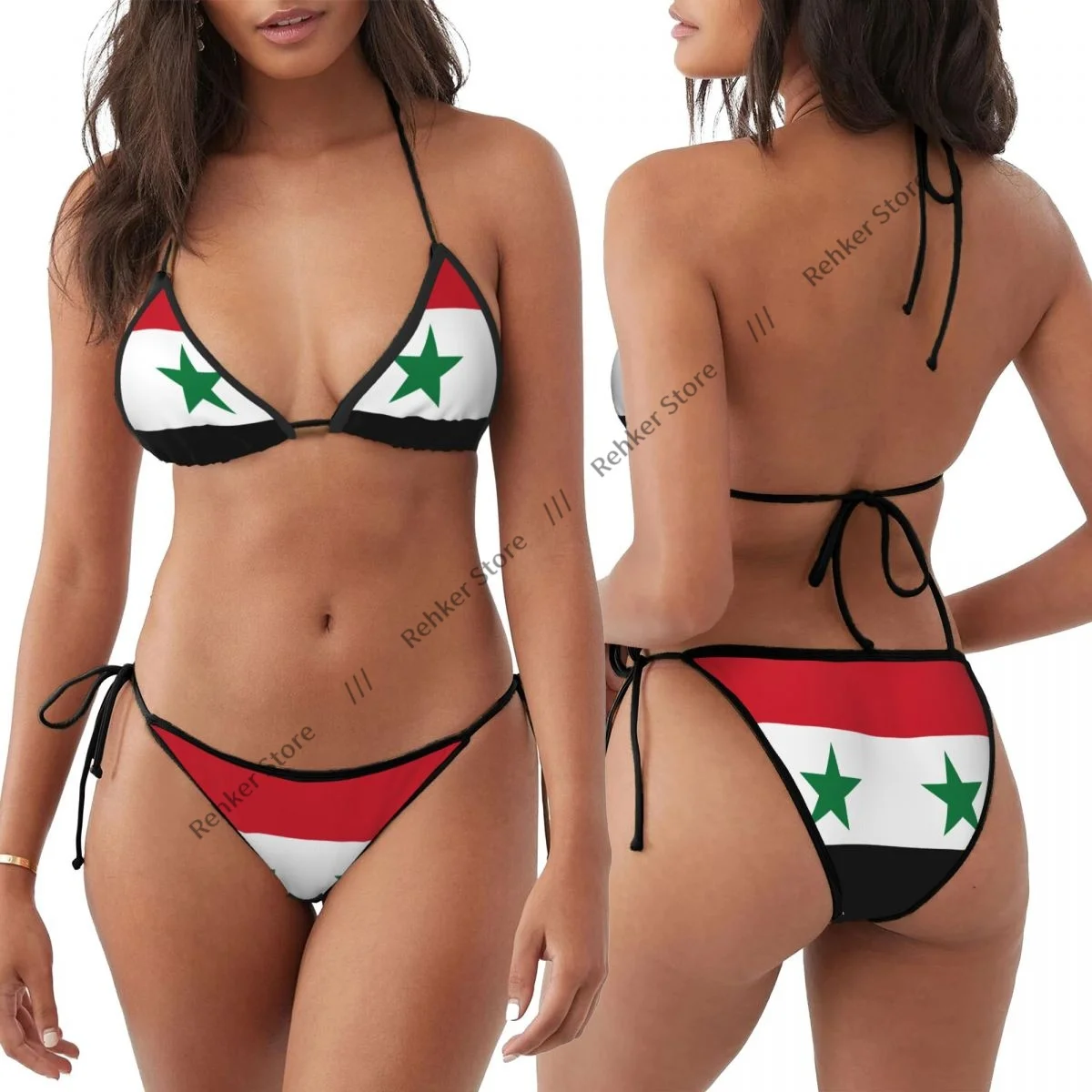 

Woman Swimsuit Sexy Bikini Set Swimwear Flag Of Syria Two Piece Bathing Suit
