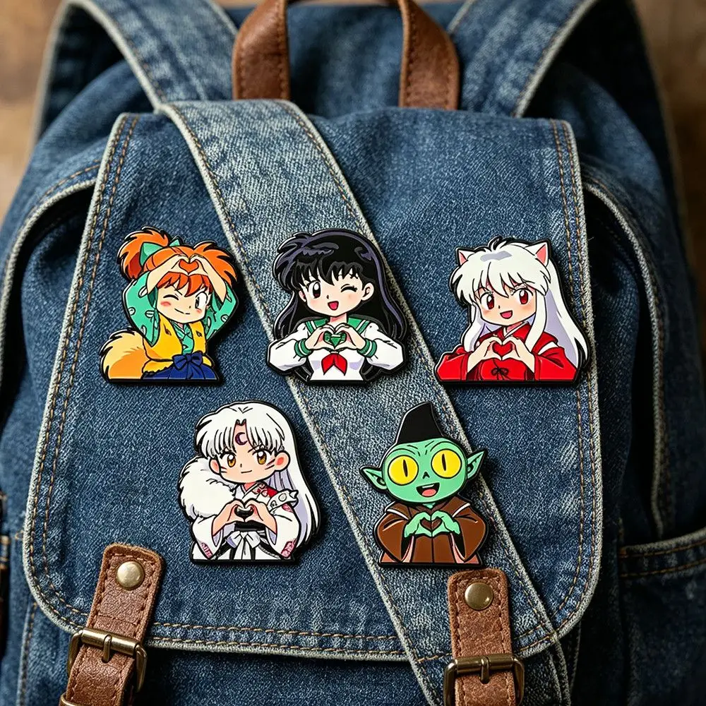 1-5pcs Inuyasha Alloy Badge Cartoon Anime Cute Metal Badge Sesshomaru and Kagome Pin Backpack Accessory Fun Gift for Friends view 6