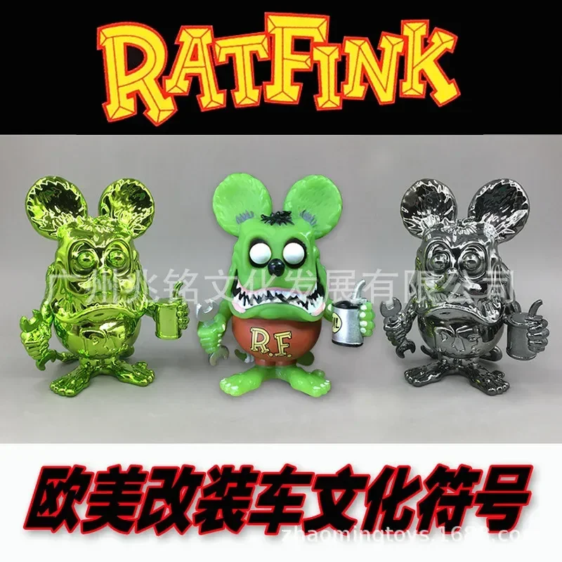 Rat Fink 11cm Mouse Anime Figures Toy American Car Modification Culture Car Decoration Model Doll Electroplated Edition Gift