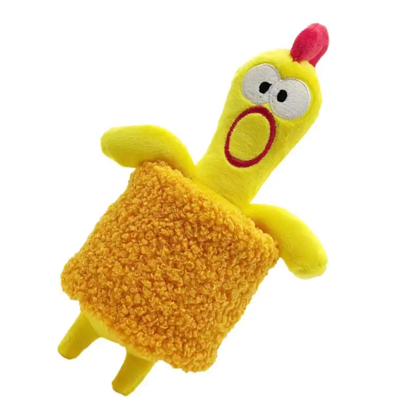 Plush Squeaky Chicken Dog Toy Chicken Wearing Scarf Dog Enrichment Toy Mentally Stimulating Toys With Sound For Dogs Boredom And