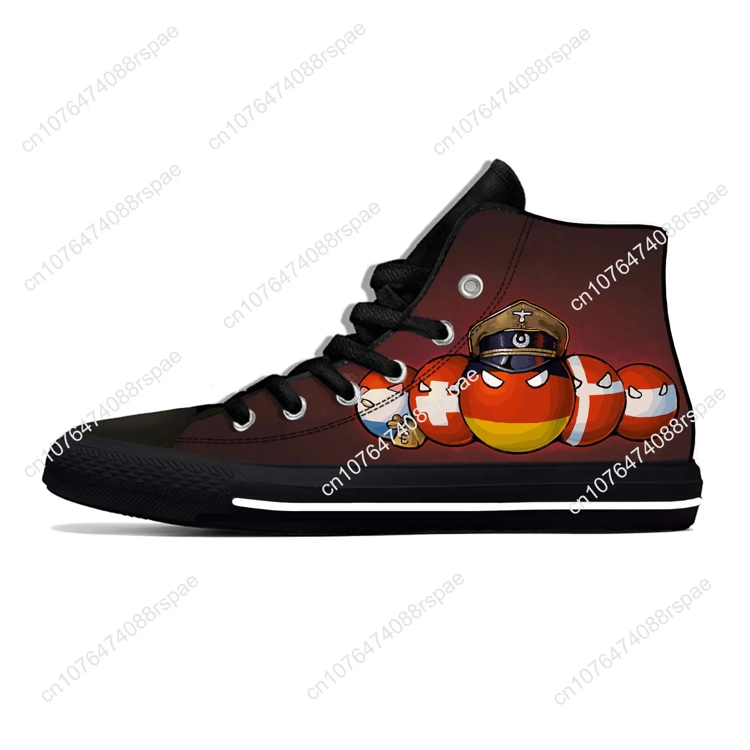 Countryballs Polandball Casual Doek Grappige Coole Mode 3d Print Hoge Canvas Schoenen Mannen Vrouwen Lichtgewicht Ademende Sneakers