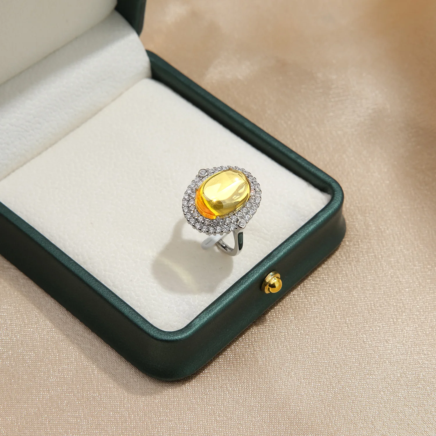 

Винтажное желтое круглое регулируемое кольцо из стерлингового серебра 925 пробы с цирконом, подарок на годовщину свадьбы