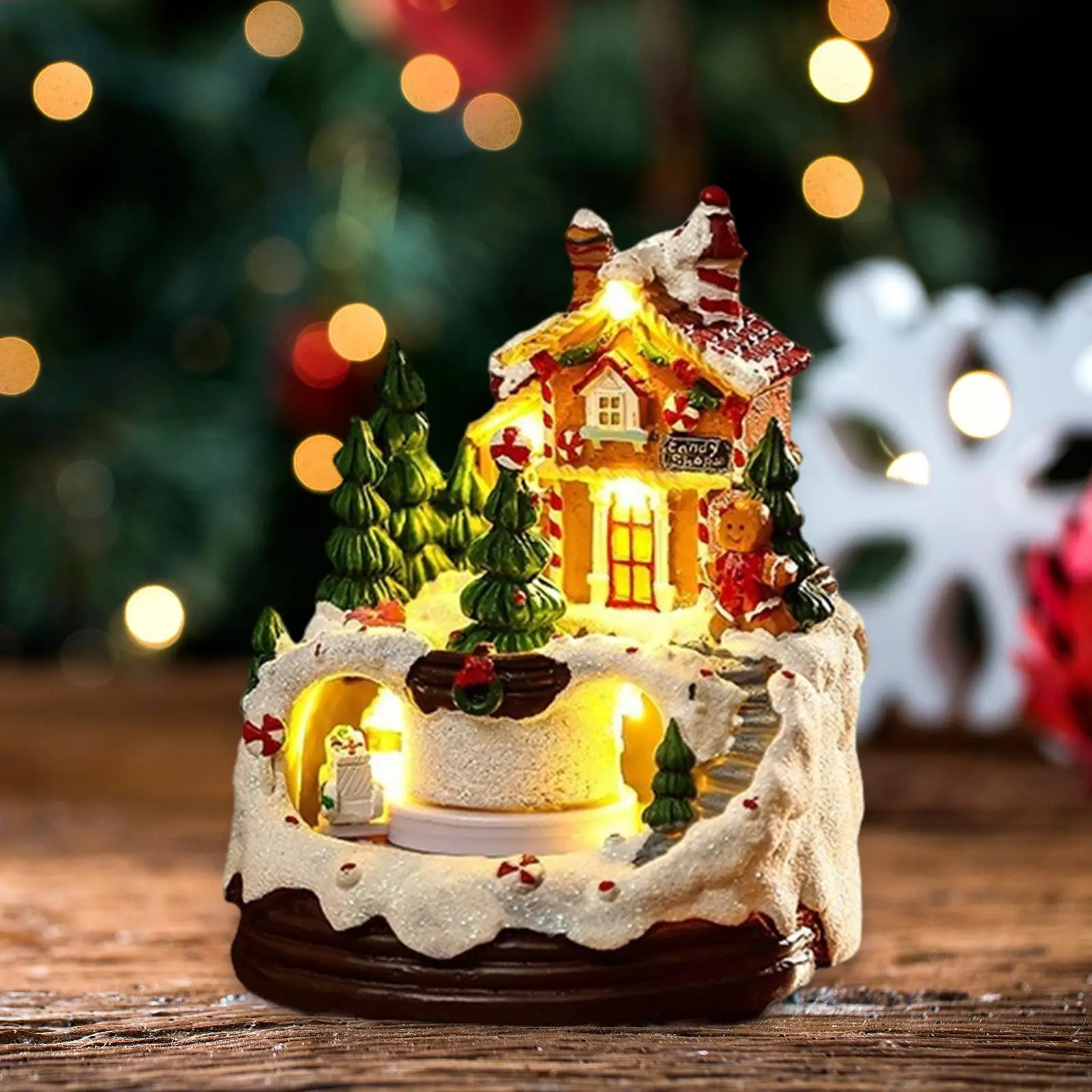 Lighted Village House Collectible Buildings Set Tabletop Desktop Room Decor Wonderland Buildings Village House with Lights Music