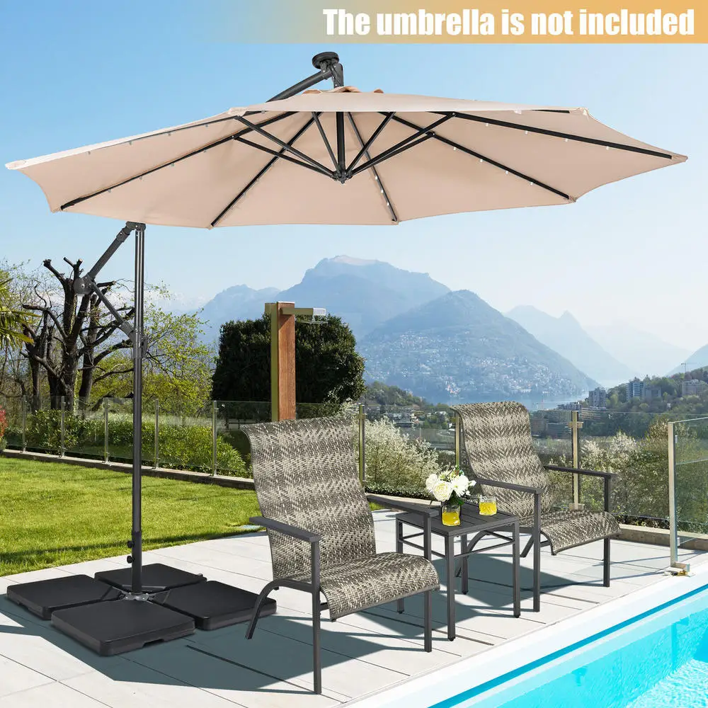 4 Pack 13L Cantilever Offset Patio Umbrella Base With Easy-Fill Spouts, Heavy Duty Stand Structure For Villa Courtyard, Cafe Outdoor Seating And Poolside Sun Shade
