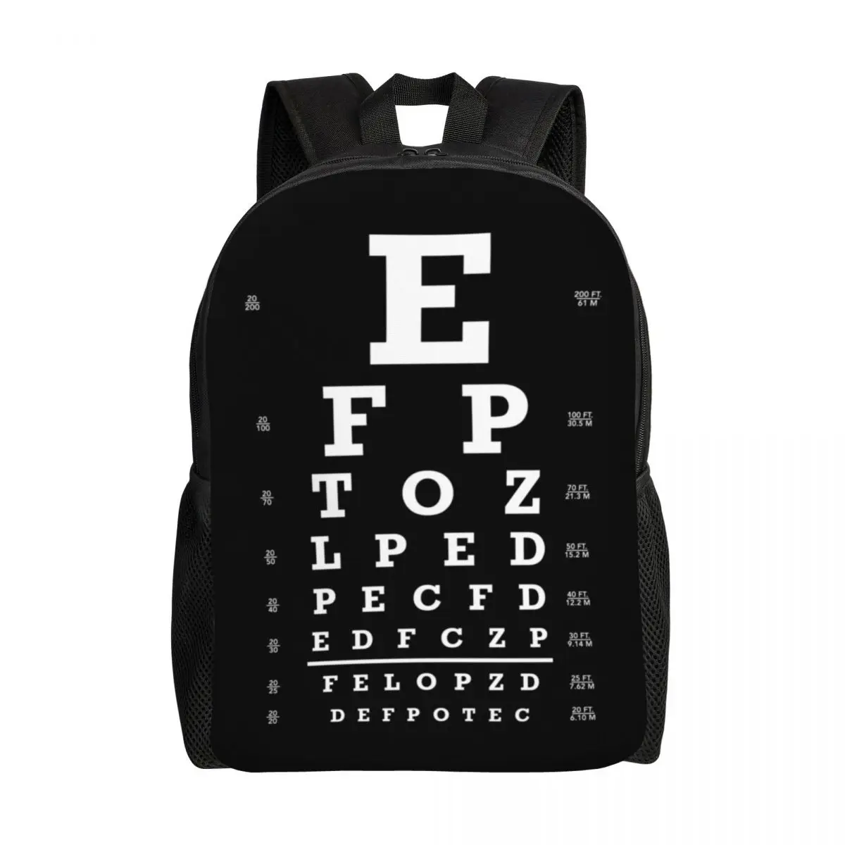 

Eye Snellen Chart Backpack for Men Women Water Resistant School College Optometrist Eye Exam Bag Print Bookbags